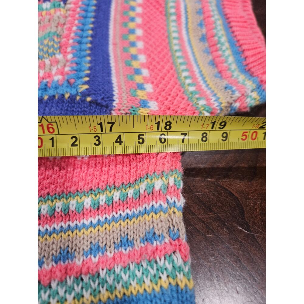 Vintage Carolina Colours Striped Women's Shirt Sleeve Sweater Pink M Cottagecore - Picture 4 of 5